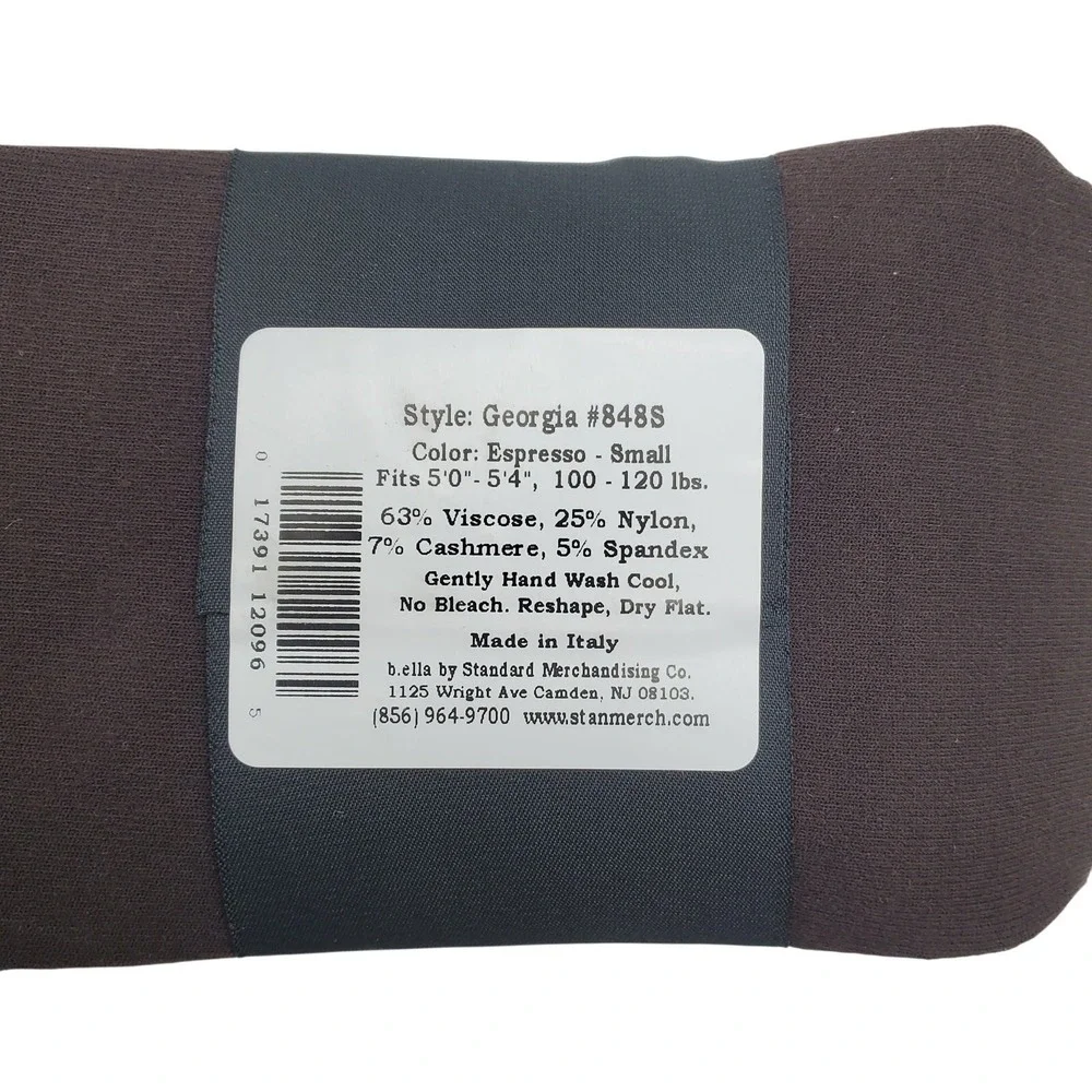 Espresso Brown Tights SMALL B.ella Opaque Georgia Cashmere Viscose Blend New S